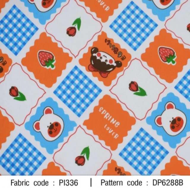 ผ้าพิมพ์ Spring Lover(ส้ม-ฟ้า)