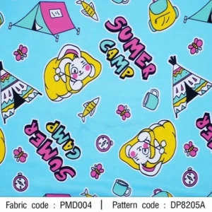 ผ้าพิมพ์ Summer Camp(ฟ้า) - primary