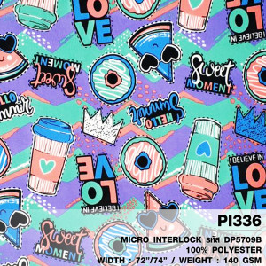 ผ้าพิมพ์ Sweet Momen(มิ้นท์ม่วง) - primary