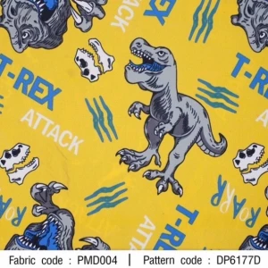 ผ้าพิมพ์ T-Rex Attack(เหลือง)