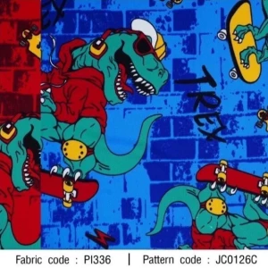 ผ้าพิมพ์ T Rex Skate(ฟ้า) - primary