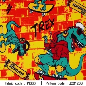 ผ้าพิมพ์ T Rex Skate(เหลือง) - primary