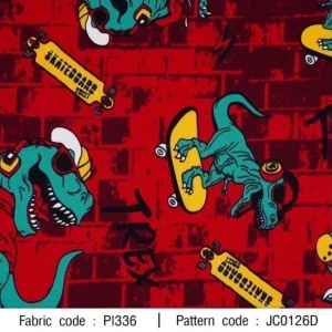 ผ้าพิมพ์ T Rex Skate(แดง) - primary