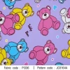 ผ้าพิมพ์ Teddy Bear(ม่วง) 