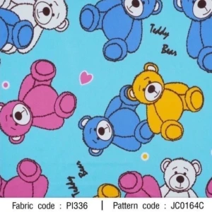 ผ้าพิมพ์ Teddy Bear(ฟ้า)