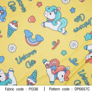 ผ้าพิมพ์ Unicorn Cute(เหลือง) - primary