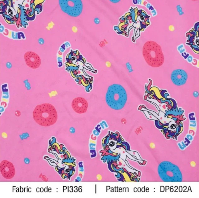 ผ้าพิมพ์ Unicorn donut(ชมพู)