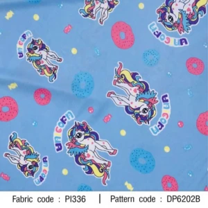 ผ้าพิมพ์ Unicorn donut(ฟ้า) - primary