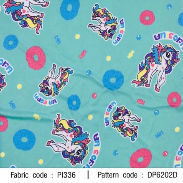 ผ้าพิมพ์ Unicorn donut(เขียว)