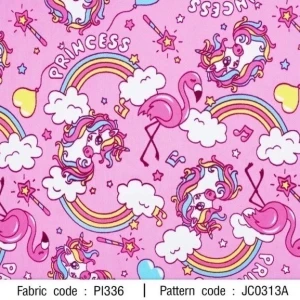 ผ้าพิมพ์ Unicorn famigo(ชมพู) - primary