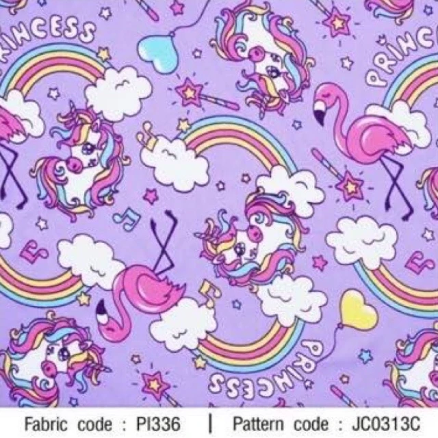 ผ้าพิมพ์ Unicorn famigo(ม่วง)