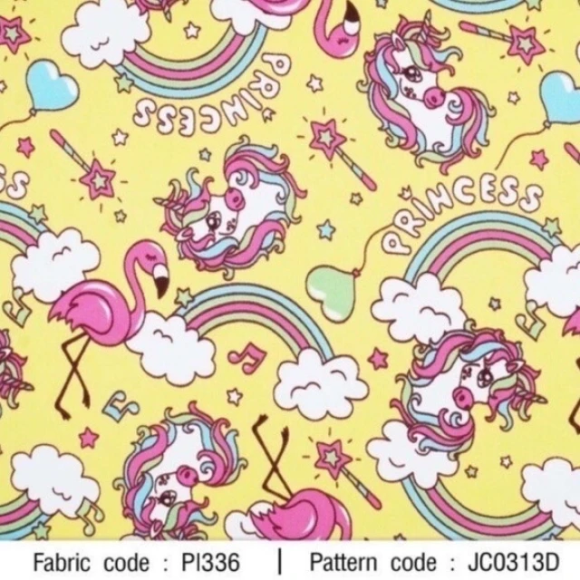 ผ้าพิมพ์ Unicorn famigo(เหลือง)