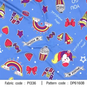 ผ้าพิมพ์ Unicorn go girl(ฟ้า) - primary