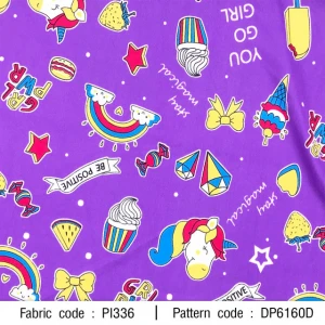 ผ้าพิมพ์ Unicorn go girl(ม่วง) - primary