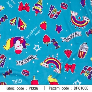 ผ้าพิมพ์ Unicorn go girl(เขียวมิ้นท์) - primary