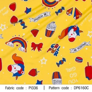ผ้าพิมพ์ Unicorn go girl(เหลือง) - primary