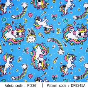 ผ้าพิมพ์ Unicorn Rainbow(ฟ้า) - primary