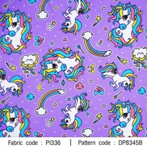 ผ้าพิมพ์ Unicorn Rainbow(ม่วง) - primary