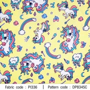 ผ้าพิมพ์ Unicorn Rainbow(เหลือง) - primary