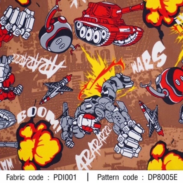 ผ้าพิมพ์ Wars Boom(น้ำตาล)