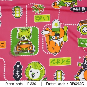 ผ้าพิมพ์ Zoo Traffic(ชมพู) - primary