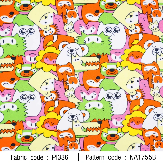 ผ้าพิมพ์animals&friends(ชมพู)