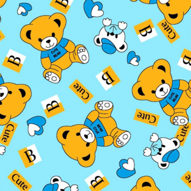ผ้าพิมพ์B Cute(ฟ้า)