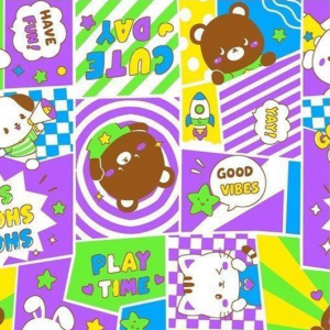 ผ้าพิมพ์Good VIBES(ม่วง) - primary