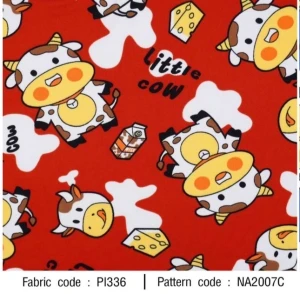 ผ้าพิมพ์Little Cow(แดง) - primary