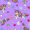 ผ้าพิมพ์Rainbow Unicorn(ม่วง) # 0