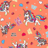 ผ้าพิมพ์Rainbow Unicorn(ส้ม) 