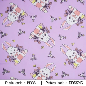 ผ้าพิมพ์กระต่ายดอกไม้(ม่วง) - primary