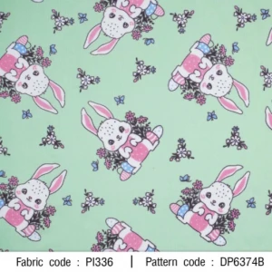 ผ้าพิมพ์กระต่ายดอกไม้(เขียว) - primary