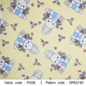 ผ้าพิมพ์กระต่ายดอกไม้(เหลือง) - primary