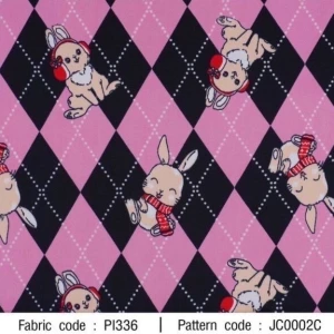 ผ้าพิมพ์กระต่ายตาราง(ชมพู) - primary