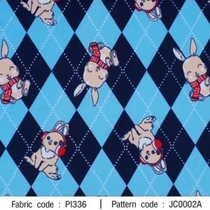 ผ้าพิมพ์กระต่ายตาราง(ฟ้า) - primary