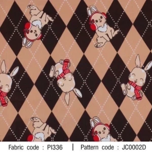 ผ้าพิมพ์กระต่ายตาราง(ส้มอิฐ) - primary