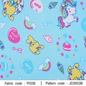 ผ้าพิมพ์กระต่ายยูนิคอร์น(ฟ้า) - primary