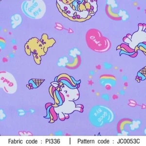 ผ้าพิมพ์กระต่ายยูนิคอร์น(ม่วง) - primary