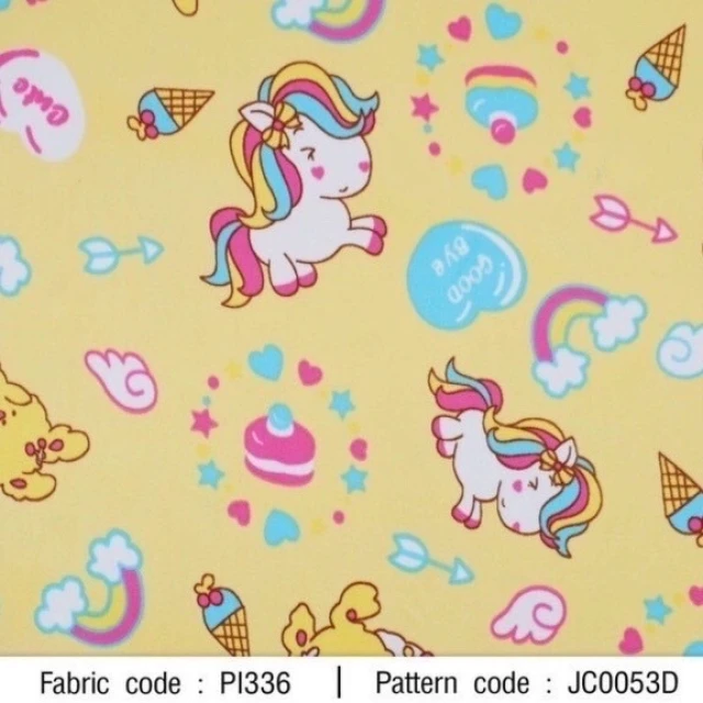 ผ้าพิมพ์กระต่ายยูนิคอร์น(เหลือง)