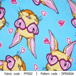 ผ้าพิมพ์กระต่ายหัวใจ(ฟ้า) - primary