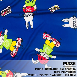 ผ้าพิมพ์กระต่ายเนิร์ด(น้ำเงิน) - primary