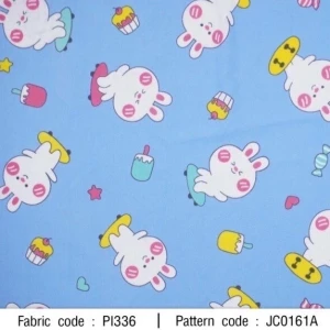 ผ้าพิมพ์กระต่ายแก้มแดง(ฟ้า) - primary