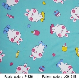 ผ้าพิมพ์กระต่ายแก้มแดง(เขียวมิ้นท์) - primary