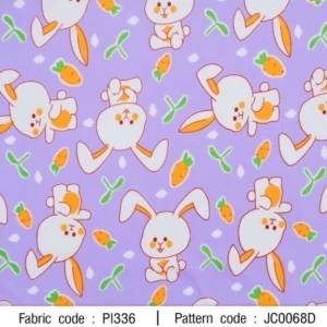 ผ้าพิมพ์กระต่ายแครอท(ม่วง)