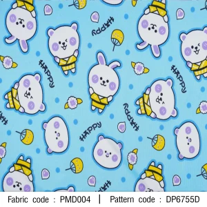 ผ้าพิมพ์กระต่ายแฮปปี้(ฟ้า) - primary