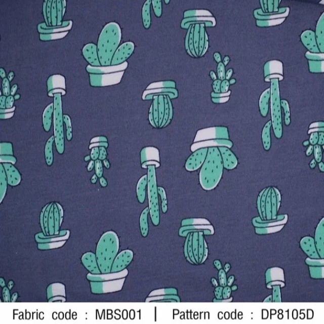 ผ้าพิมพ์กระบองเพชร(เทา)