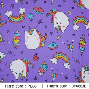 ผ้าพิมพ์ก้อนยูนิคอร์น(ม่วง) - primary