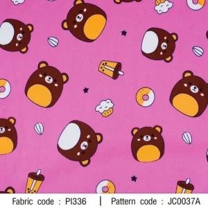 ผ้าพิมพ์ก้อนหมีชานม(ชมพู) - primary