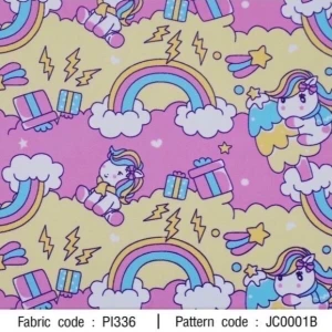 ผ้าพิมพ์คลื่นมาร์ชเมลโล(เหลืองชมพู) - primary